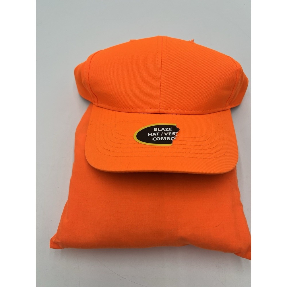 Outdoor‎ Cap Blaze Orange Hunting Hat & Safety Vest Combo NWT One Size